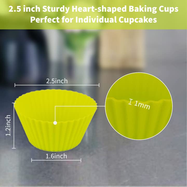 Reusable Silicone Baking Cups of 24 Pack, Square and Round Muffin