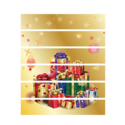 3D Christmas Pgojuni Simulation Stair Stickers Waterproof Wall Stickers DIY Wall Stickers Removable Wallpaper Home Decor 1Roll=6pc (G)