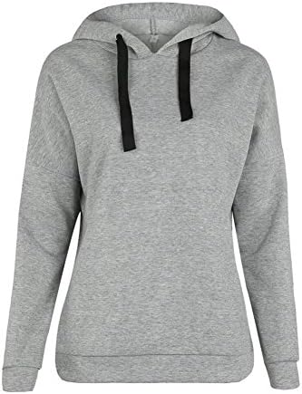 Harson Lightweight Pullover Hoodie Sweatshirt For Women's Drop Shoulder Blouse hooded (Gray, M)