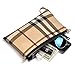 Small Checkered Crossbody Bag for Women Wristlet Clutch with Strap (Beige)