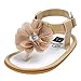 Voberry Baby Infant Girls Flower Pearl Princess Sandals Soft Sole First Walker Crib Shoes (0~6 Month, Khaki)