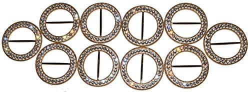 The Buckle Boutique Fancy Gold Round Rhinestone 2.6 Inch Chair Sash Buckle (10 Pieces)