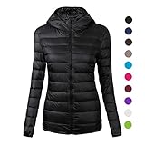 CIOR Women's Ultra-Lightweight Hooded and Stand Collar Packable Down Jacket Coat with Travel Bag