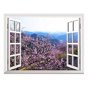 Removable Wall Sticker/Wall Mural - Spring Flowers in The Valley | Creative Window View Home Decor/Wall Decor - 36"x48"
