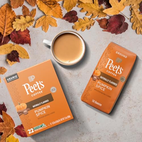 PEET’S COFFEE, FLAVORED LIGHT ROAST KEURIG K-CUP PODS – PUMPKIN SPICE 22 COUNT (1 BOX OF 22 K-CUP PODS)