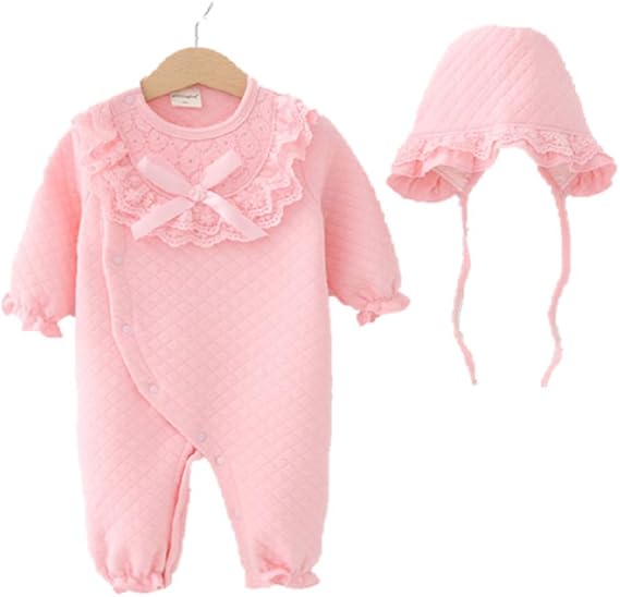 Amazon Co Jp 子供服冬コットンジャンプスーツベビークリスマス新年衣装服女の子弓レースつなぎ服ロンパースパジャマ 服 ファッション小物