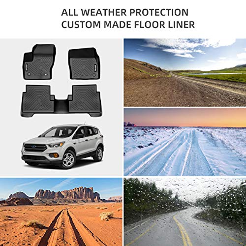 Ford Escape Floor MATS,COOLSHARK TPE Rubber All Weather Carpet Floor Mats for Cars 2015 2019