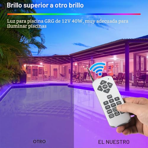 ledmo LED Pool Floodlight PAR56 RGB Swimming Pools Lamp 38W with Remote Control 12V AC/DC LED Pool Lights IP68 Waterproof Pool Lights Lighting Angle 140°