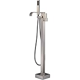 Artiqua Freestanding Bathtub Faucet Tub Filler Brushed Nickel Floor Mount Faucets Brass Single Handle with Hand Shower
