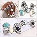 Aniywn Hot Sale! 5pcs/Set Women Bohemian Vintage Silver Stack Rings Above Knuckle Blue Rings Set (Free Size, Silver)