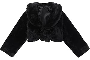 Loloda Baby Girls Faux Fur Bolero Jacket Princess Bridesmaid Long Sleeve Cardigan for Wedding Party Dress