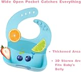 Vicloon Silicone Baby Bibs 2 Pack Crumb Tray BPA Free Waterproof Blue Green view 3