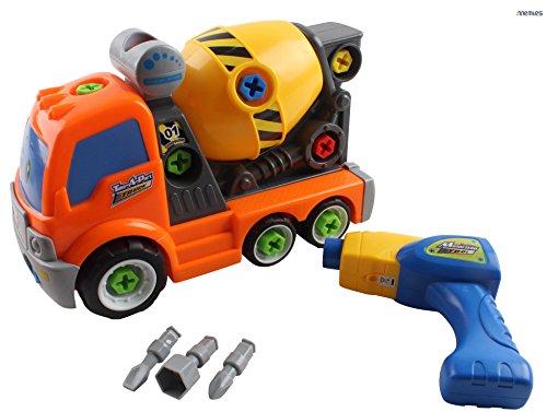 Memtes Take-A-Part Cement Mixer Truck Toy Included with Power Drill