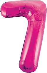 Unique Pink Number 7 Shaped Large Foil Balloon 86cm
