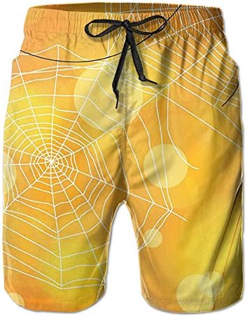 Summer Spider Web Mens Short Elastic Waist With Pockets Casual Men's Beach Shorts Boardshort Swimwear M