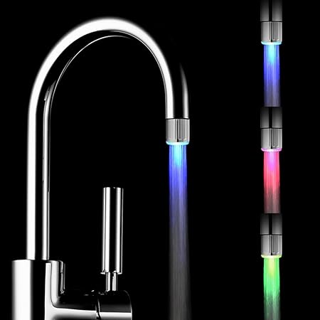 2 Packung Bunte LED Wasser Wasserhahn mit 3 Farben wechseln Temperaturkontrolle, FLYING RC-F03 Wasser-Wasserhahn-Hahn Für Küc