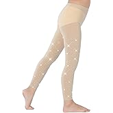 LinkSphere Footless Tights for Girls, Sparkle Rhinestone Stockings Ultra-Soft Kids Microfiber Tights
