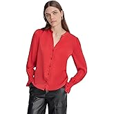 DKNY Womens Woven Long Sleeve Shirt