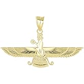 Elegant 10k Yellow Gold Persian Farvahar Faravahar Charm Pendant