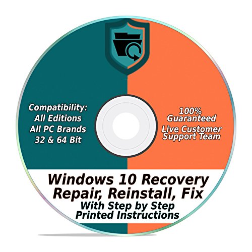 Windows 10 Repair & Recovery Disk Pro & Home 32 & 64 Bit DVD Recover Reinstall Reboot Fix ALL Computer Brands HP, Dell, Asus etc. [Instructions & Support]