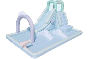 Bounceland Splash N’ Dash Dream Water Slide, 14.4ft L x 9.1ft W x 6.8ft H inflated Size, Outdoor Fun w/Long Slide, Giant Splash Pool, Water Spray, Climbing Wall, Active Play for Kids