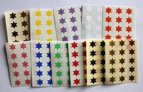 Mixed Colours. 165 Labels, 10mm Star Shape, Self-Adhesive Stickers, Minilabel Shapes