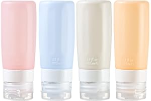 NELSHP Travel Bottles for Toiletries 2.9oz Tsa Approved Silicone Travel Size Containers Leak Proof Refillable Liquid Travel Accessories with Labels for Shampoo Conditioner(Blue/Pink/Orange/Ivory)