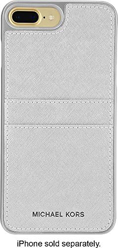 Michael Kors Saffiano Leather Pocket Case for iPhone 8 Plus & iPhone 7 Plus, Silver