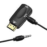 Guamar HDMI to VGA Adapter Converter with 3.5mm Audio Jack Cable for Older Monitor TV Computer Laptop PC Projector Desktop - 