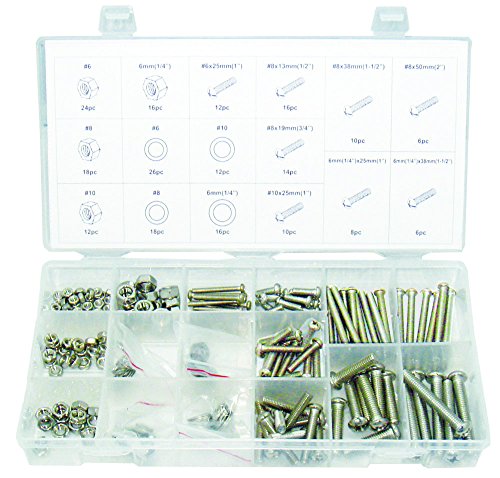 Swordfish 31920 Stainless Steel Nut Bolt & Washer Assortment, 224 Piece