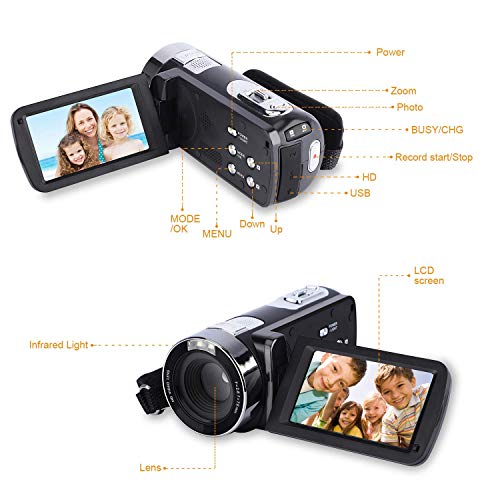 Video Camera Camcorder,Digital Camera Recorder with Beauty Face DIS FHD 1080P 24MP 18X Digital Zoom 3.0 Inch LCD 270 Degrees Rotatable Screen YouTube Vlogging Camera with Rechargeable Lithium Battery - Thumbnail 3