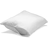 Feather/Down-Proof, 100% Cotton, Pillow Protector - Reduce Pokes with Hypoallergenic, Breathable, Machine Washable, Quiet, Soft Covers - Zippered Enclosure & Machine Washable (1, Standard)
