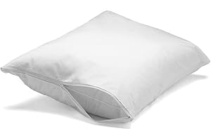 PILLOWTEX Feather/Down-Proof, 100% Cotton, Pillow Protector - Reduce Pokes with Hypoallergenic, Breathable, Machine Washable, Quiet, Soft Covers - Zippered Enclosure & Machine Washable (2, Standard)