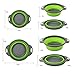 LEARJA Collapsible Colander, 2 Collapsible Set, Food-Grade Silicone kitchen Strainer Space-Saver Folding Strainer Colander, Sizes 8 inches - 2 Quart, and 9.5 inches - 3 quart,2 hooks(Green)