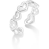 Aliyoham Silver Intertwined Hearts Rings for Women, Hypoallergenic Adjustable Stackable Dainty Silver Ring Jewelry for Women