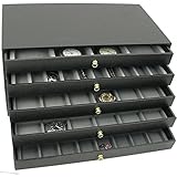 5 Drawer Jewelry Organizer Storage Display Case Box w/Inserts