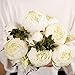 Ogrmar Vintage Artificial Peony Silk Flowers Bouquet for Decoration (White x2)