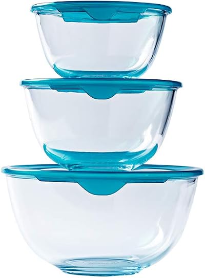 Pyrex Prep & Store Set of 3 Glass Bowls with Lids 0.5L 1L 2L BPA Free