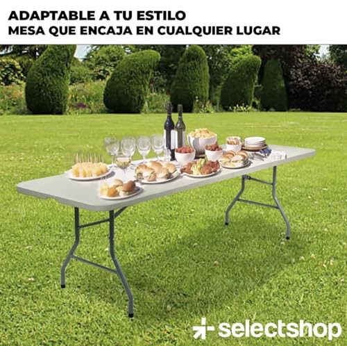 SELECTSHOP Mesa Plegable 2.40 Metros Comedor para Jardin Plegable De Plastico Resistente Tipo Portafolio Mesa de Trabajo Multiusos Comedor Grande para Jardin