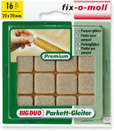 Ritterrath 3566043 Big-Duo Parquet Gliders 20 x 20 mm Pack of 16, Natural, 16 Stück