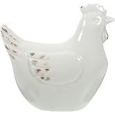 GANAZONO Ceramic Hen Figurine Modern Home Decoration Porcelain Hen Decor Farmhouse Style Accent for Living Room Shelf Office Display 6.29X5.90X2.95 Inch