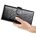 JEEBURYEE RFID Blocking Wallet for Women Large Capacity Genuine Leather Clutch Wallet Card Holder Long Ladies Trifold Wallet Purse Black