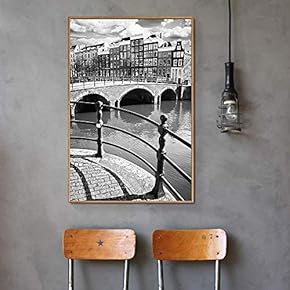 Floating Framed Canvas Wall Art for Living Room, Bedroom Black and White Building Canvas Prints for Home Decoration Ready to Hang - 16x24 inches