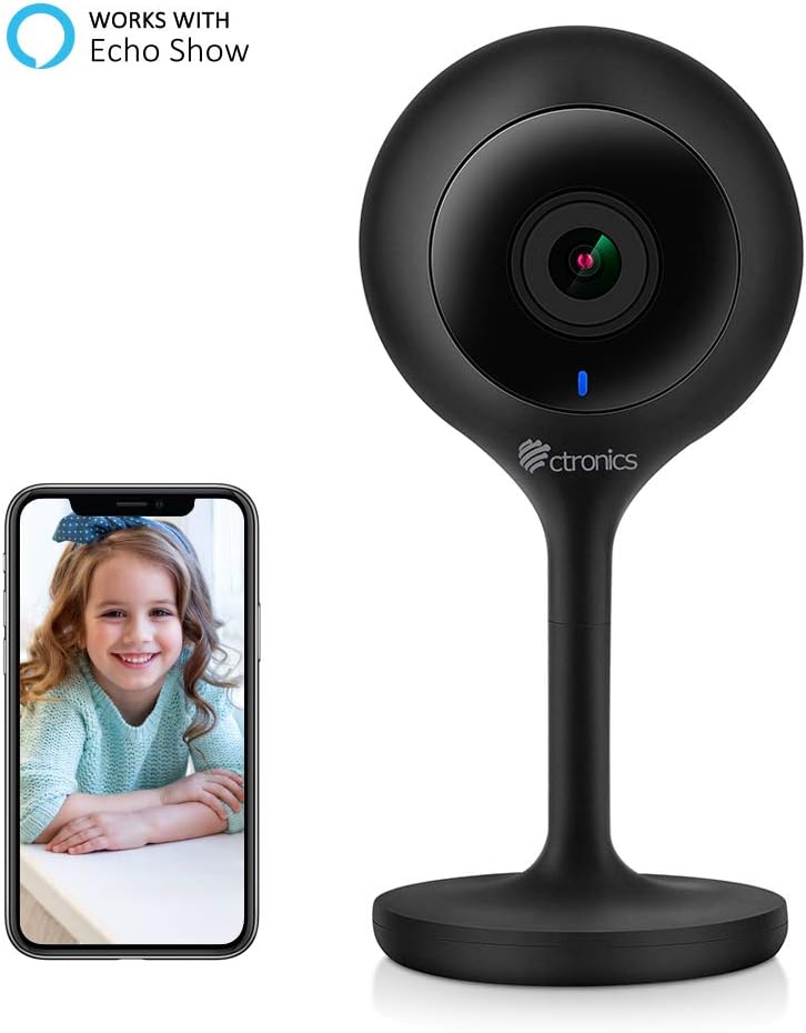 Wireless IP Camera, Works with Echo Show, Ctronics 1080P HD WiFi Security IP Camera for Smart Home with Motion Detection,Night Vision,Two-Way Audio,Remote Viewing,Baby Monitor