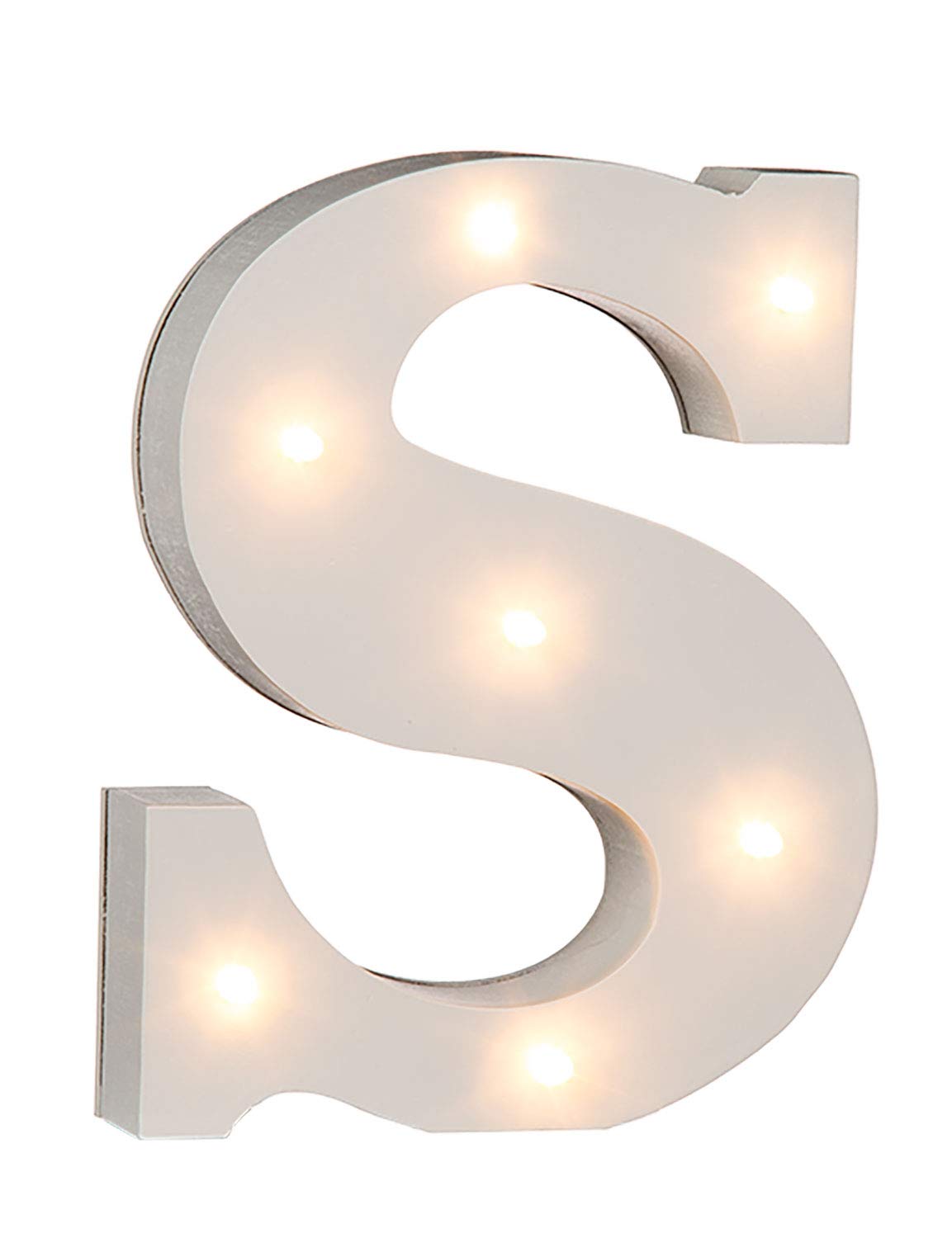 OOTB Illuminated Letter S Light with 7 LED, Wood, White