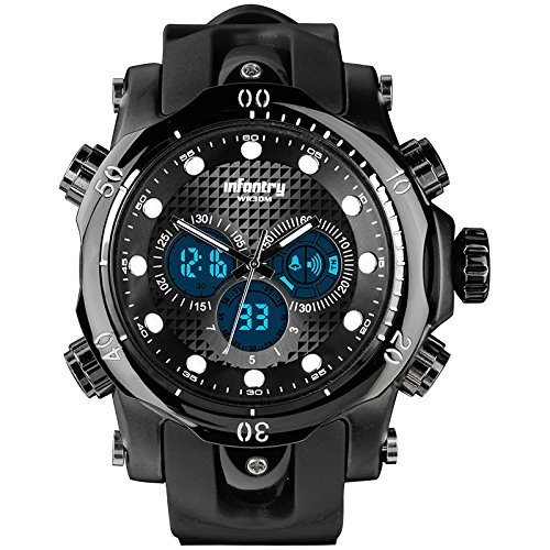 INFANTRY 51mm Big Face Mens Tactical Military Digital Watch Large Black Sports Wrist Watches for Men