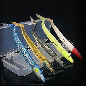Zantec 5pcs Plombs Leurres De Pêche De Tête Ensemble 22g 11cm Appâts Artificiels Doux Avec Hameçon Pour La Pêche En Eau Salée Et En Eau Douce