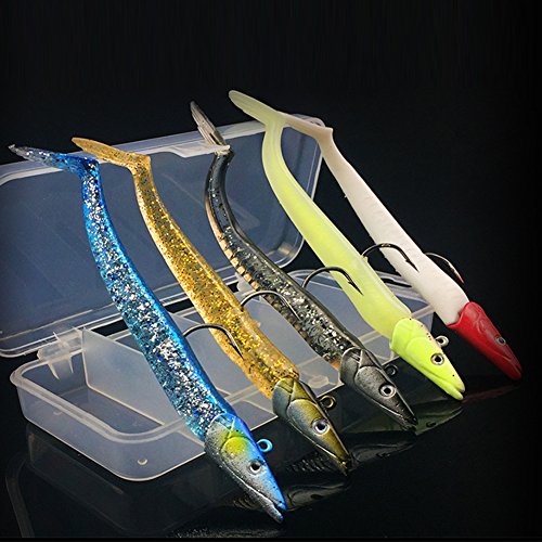 Zantec 5pcs Plombs Leurres De Pêche De Tête Ensemble 22g 11cm Appâts Artificiels Doux Avec Hameçon Pour La Pêche En Eau Salée Et En Eau Douce