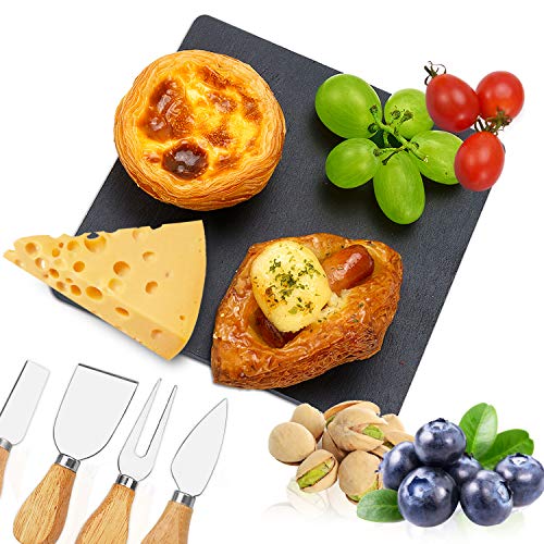 HBlife Natural Bamboo Cheese Board & Cutlery Set with SlideOut Drawer
