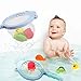 LAKA Bath Toys, 6 Pack Bath Toy Sets with Fishing Net, Pool Squirt Toys Bathtub Fishing Toys for Toddler Baby Kids - 3 Cute Sound Toys, 2 Squirt Toys, 1 Fishing Net